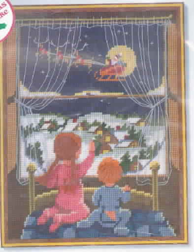 Needlepoint Kit, Here Comes Santa, 1980, SEALED
