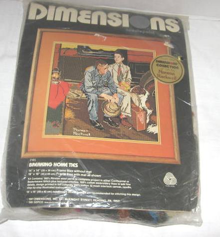 Breaking Home Ties Needlepoint Kit Norman Rockwell SEALED KIT - Click Image to Close