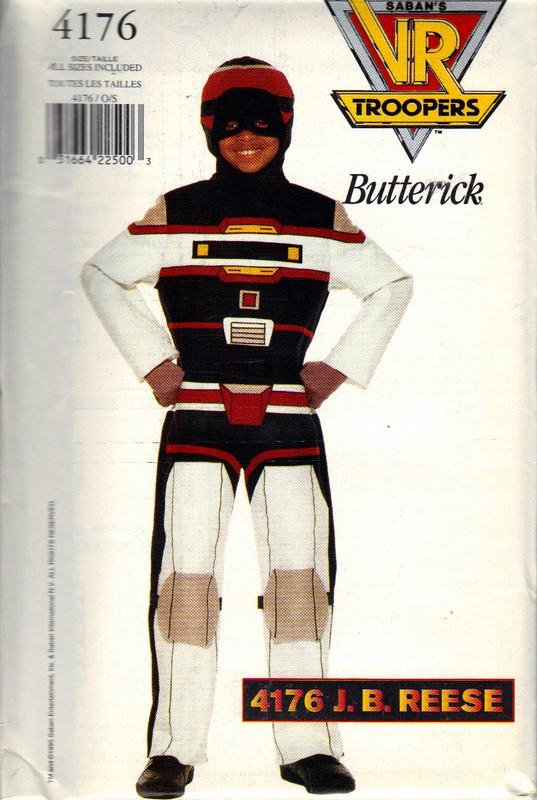 Butterick 4176 VR Troopers J. B. Reese Costume Pattern UNCUT - Click Image to Close
