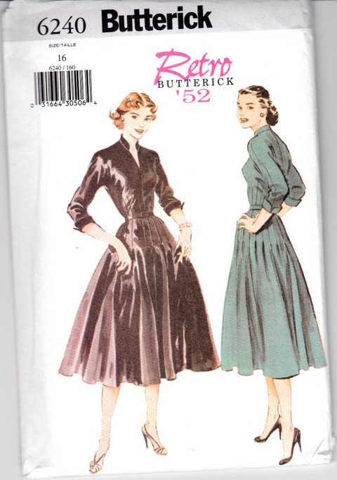 Butterick 6240 Retro '52 Dress Pattern 16 UNCUT - Click Image to Close