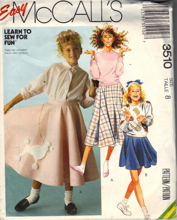 McCall's 3510 Poodle Skirt Costume Pattern UNCUT - Click Image to Close