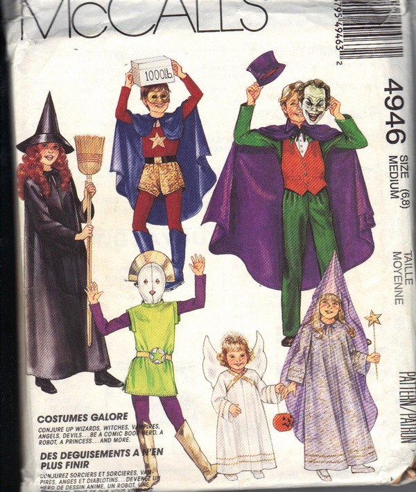 McCalls 4946 Children's Medium Halloween Costume Pattern - Click Image to Close