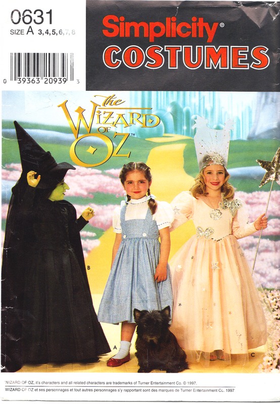 Simplicity 0631 Wizard of Oz Costume Child UNCUT - Click Image to Close