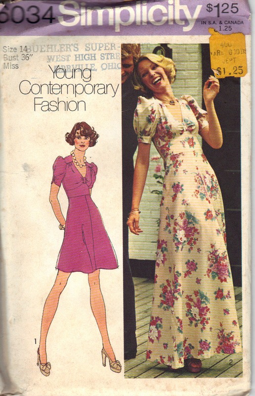 Simplicity 6034 Vintage Dress Pattern UNCUT - Click Image to Close