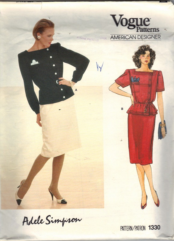 Vogue 1330 Adele Simpson Top Skirt Sewing Pattern - Click Image to Close