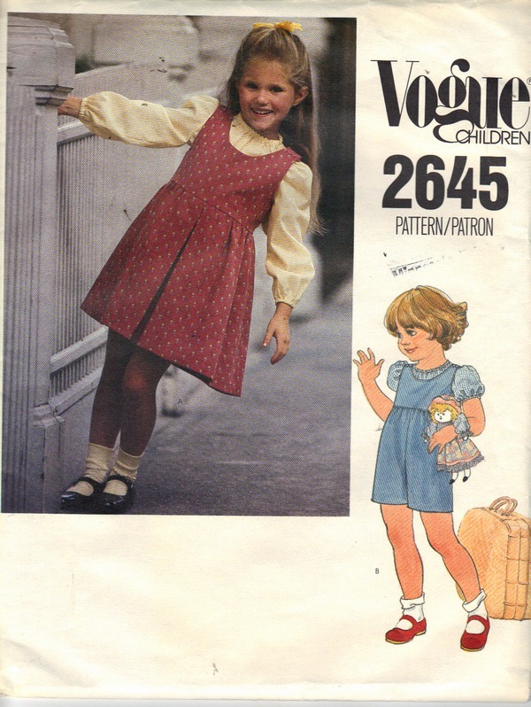 Vogue 2645 Size 6 Girls Jumper Jumpsuit Pattern UNCUT - Click Image to Close