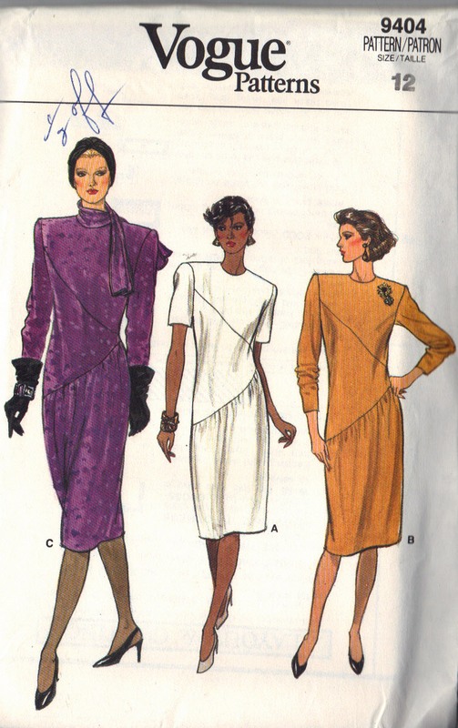Vogue 9404 Fitted Diagonal Look Dress Pattern UNCUT - Click Image to Close