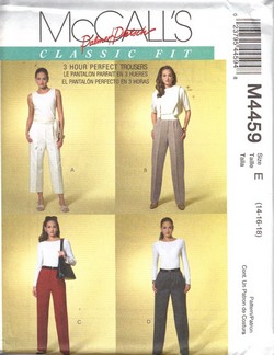 McCalls 4459 Classic Fit Trouser Pattern UNCUT