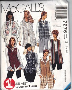 McCalls Vest Size Z Sewing Pattern