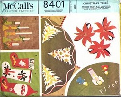 McCalls 8401 Christmas Trims Vintage Pattern UNCUT. Dated 1966.