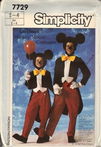 Simplicity 7729 Childs Mickey Mouse Costume Pattern