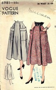 Vogue 6981 Circa 1950 Vintage Skirt Pattern