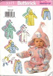 Butterick 3315 Infant Bunting Jacket Jumpsuit Pants & Mittens Pa