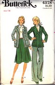 Butterick 4378 Jacket Skirt Pants Pattern Vintage UNCUT