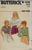 Butterick 4496 Vintage Blouse Shirt Pattern UNCUT