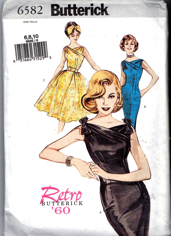 Butterick 6582 Retro '60 Cocktail Dress Size 6,8,10 Pattern NEW