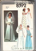 Simplicity 8392 Size 14 Vintage Wedding Gown Pattern UNCUT