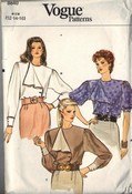 Vogue 8840 Blouse Fold Back Lapel Pattern UNCUT