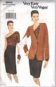 Vogue 9669 One Sleeve Dress, Jacket Pattern