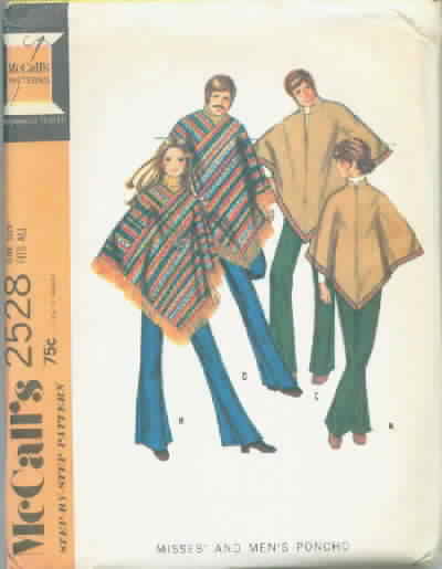 Butterick Costume Patterns on Mccall S 2528 Vintage Pattern Misses Men S Poncho