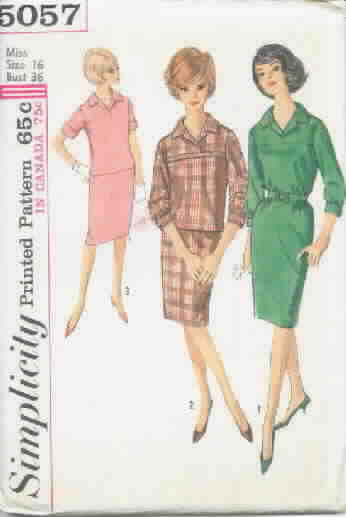 1960's Dress Pattern - 2 Piece- Uncut Size 16 Simplicity 5057