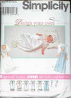 Simplicity 8100 Christening Gown Slip Bonnet UNCUT