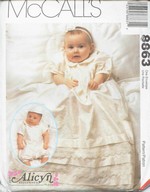 McCalls 8863 Christening Gown Rompers Hat UNCUT