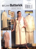 Butterick B5299 Z Historical Nightgown Vest Robe Bonnet Pattern