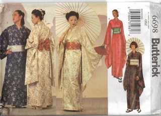 Butterick 6698 Asian Japanese Robe Kimono, Obi, Sash Pattern UNC