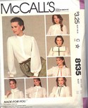 McCalls 8135 Blouse Pattern High Neck UNCUT